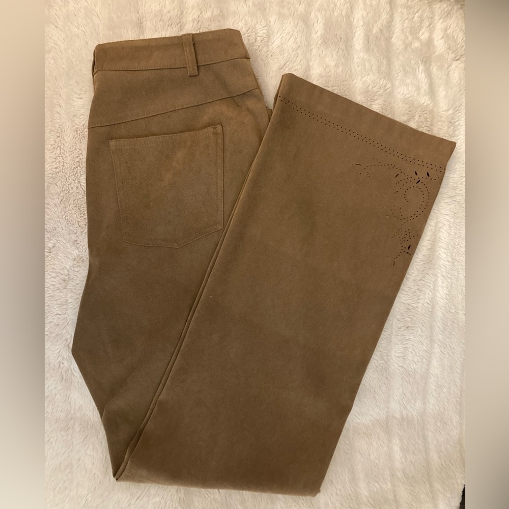 Gently Worn TALBOTS Brown Microfiber Cutout Design Detailing Pants, size 6